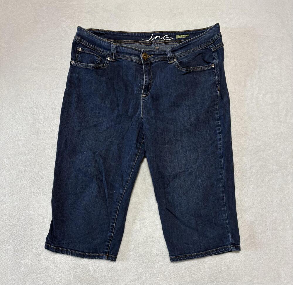INC International Concepts Jeans Womens 14 Blue Straight Crop Curvy Denim